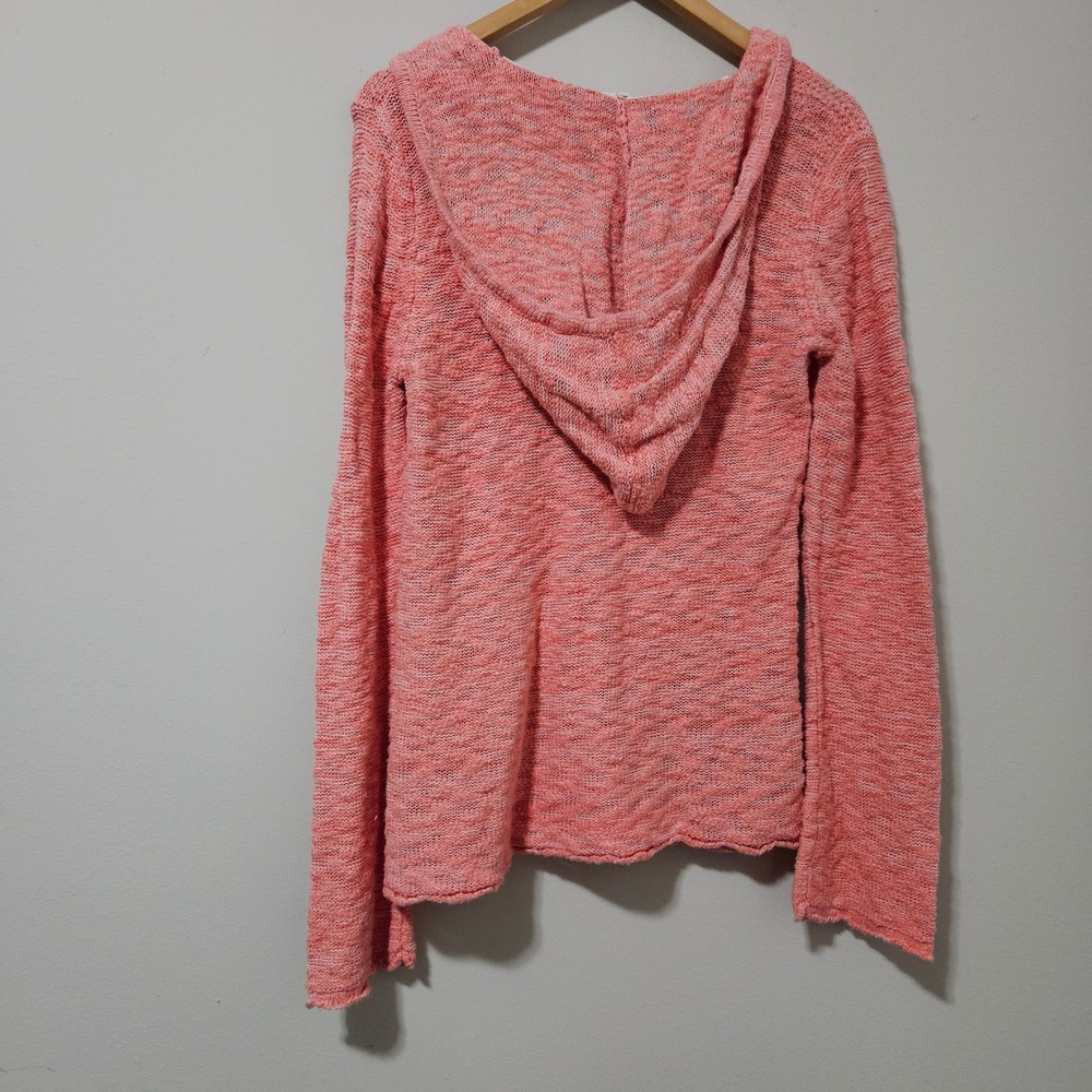 Roxy Womens Coral Pink Marl Knit Hoodie V-Neck Sweater XL Long Sleeve Beach Surf - Picture 6 of 7